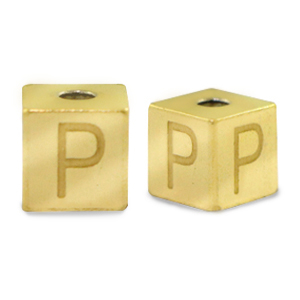 Stainless steel beads letter P Gold