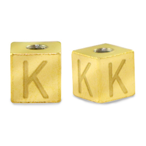Stainless steel beads letter K Gold