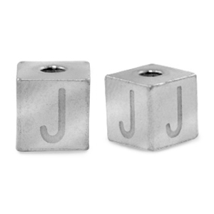 Stainless steel beads letter J Silver