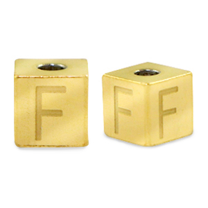 Stainless steel beads letter F Gold