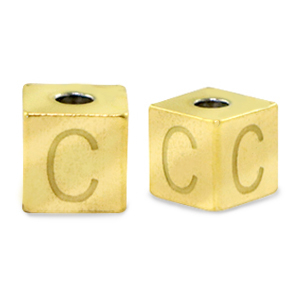 Stainless steel beads letter C Gold