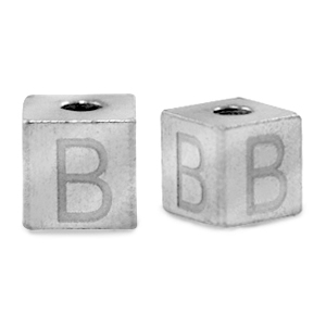 Stainless steel beads letter B Silver