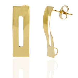 Stainless steel earrings/earpin rectangle with loop Gold