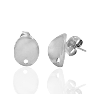 Stainless steel earrings/earpin oval with eye Silver