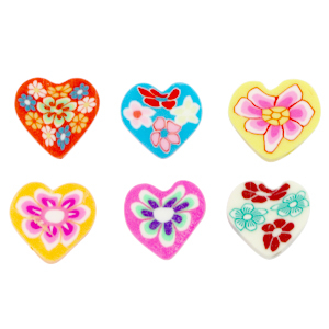 Polymer beads heart flowers Multicolour