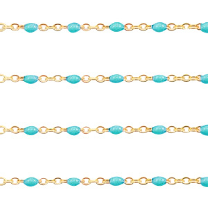 Stainless steel findings belcher chain 1mm Turquoise Blue-Gold