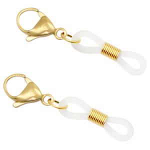 Stainless steel findings rubber loop ends with lobster clasp Gold-Transparent