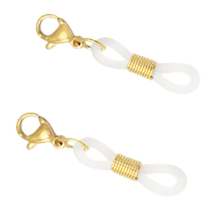 Stainless steel findings rubber loop ends with lobster clasp Gold-Transparent