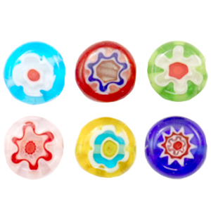 Millefiori beads disc flower 8mm Multicolour