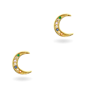 Zirconia brass elements rainbow moon Gold