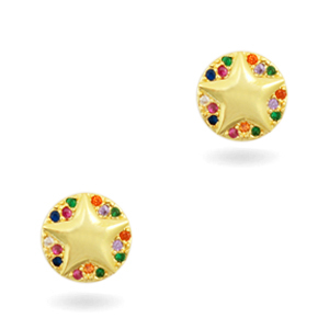Zirconia brass elements rainbow star Gold