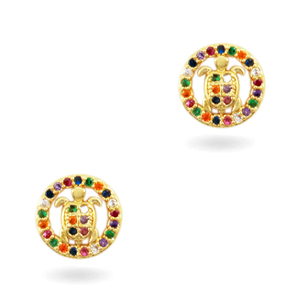 Zirconia brass elements rainbow turtle Gold