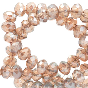 Top faceted beads 3x2mm disc Champagne Beige-Pearl Shine Coating