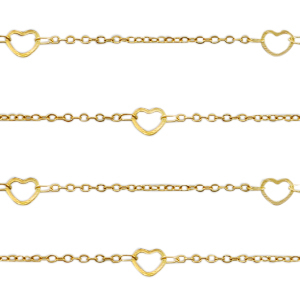 Stainless steel findings belcher chain hearts Gold