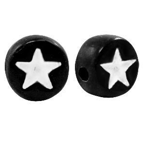 Acrylic letter beads star Black-White