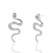 Stainless steel earrings/earpin snake Silver