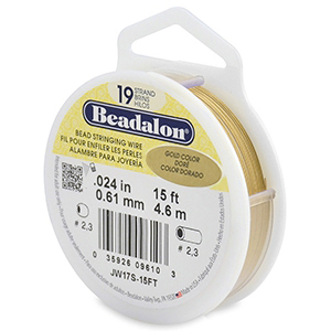 Beadalon stringing wire 19 strand 0.61mm Gold
