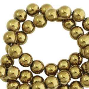 Round hematite beads 6mm  Gold 