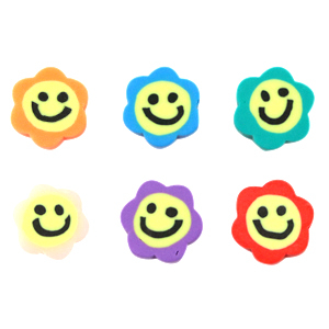 Polymer beads flower smiley Multicolour
