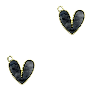 Resin pendants heart Gold-Anthracite