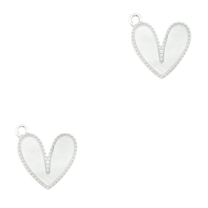 Resin pendants heart Silver-Off White