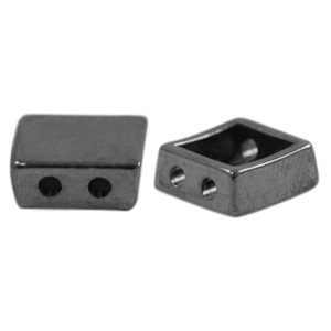 DQ European metal beads duo beads square Silver Anthracite (nickel free)