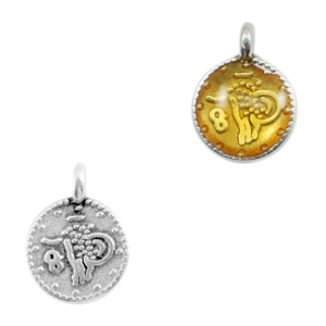 DQ European metal charms religious coin Antique Silver-Yellow Transparent (nickel free)