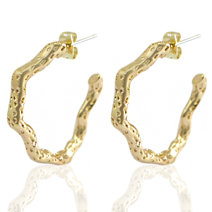 Brass TQ metal earrings/earpin creole Gold