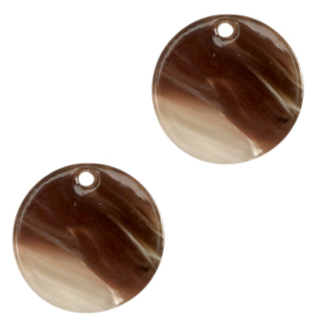 Resin pendants round 12mm Mixed Brown