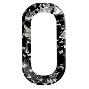 Resin pendants oblong oval Silver-Black