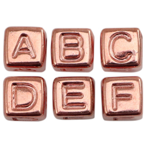 Acrylic letter beads Metal Look Rose Gold