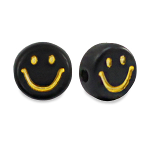 Acrylic letter beads smiley Black
