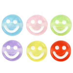 Acrylic letter beads smiley Multicolour Transparent
