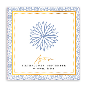 Jewellery cards Birth flower September-Aster Soft Blue