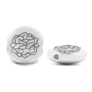 DQ European metal beads Birth flower January-Carnation Antique Silver (nickel free)