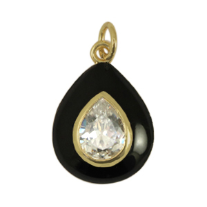 Brass TQ metal charm drop zirconia Black-Gold