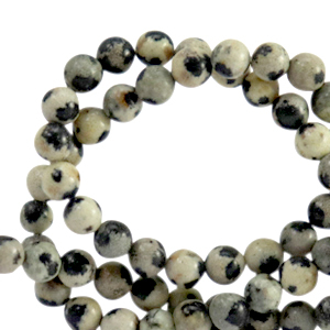 Natural stone beads Dalmatian Jasper 4mm Greige Anthracite