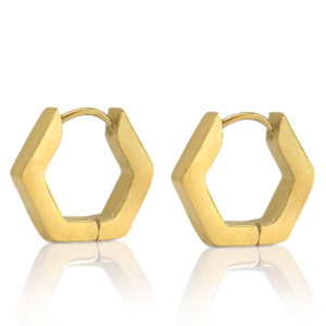 Stainless steel earrings hexagon Gold