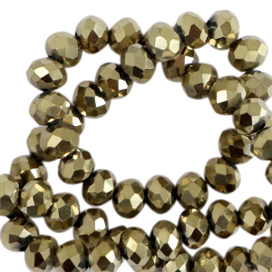 Top faceted beads 8x6mm disc Antique Gold Metallic-Pearl Shine Coating