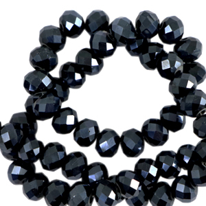 Top faceted beads 3x2mm disc Black-Pearl Shine Coating