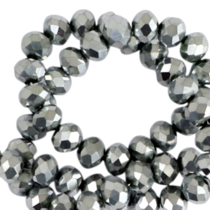 Top faceted beads 3x2mm disc Silver-Pearl Shine Coating