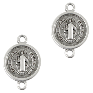 DQ European metal charms connector religious 14mm Antique Silver (nickel free)