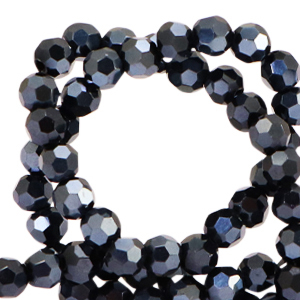 Round top faceted beads 4mm Black-Pearl Shine Coating
