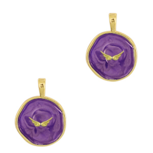Brass TQ metal charm wings Gold-Dark Purple