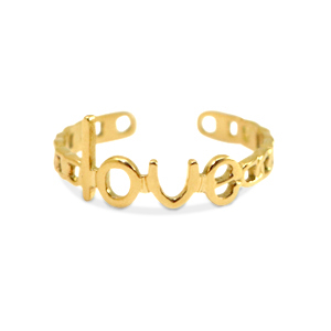 Stainless steel rings Love Gold