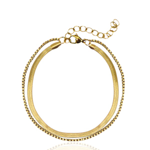 Stainless steel bracelets 2 layer snake Gold