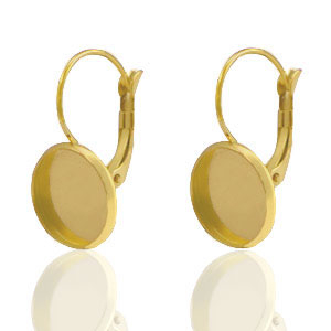 Stainless steel findings earrings for 12mm cabochon Gold