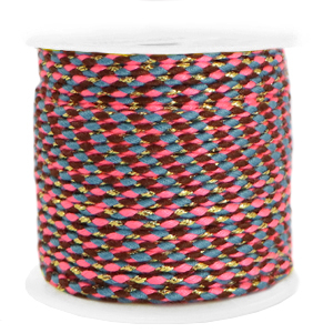 Trendy cord braided 2mm Gold-Neon Pink Blue