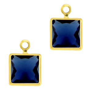 Crystal glass charms square Royal Blue-Gold