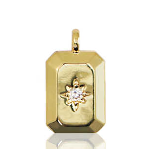 Brass TQ metal charms rechtangle with star Gold